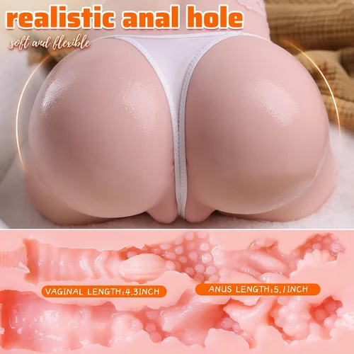Vista 5 de Muñeca sexual transexual con consolador flexible de 8 pulgadas, muñecas sexuales trans unisex con orificio vaginal y anal apretado, juguetes
