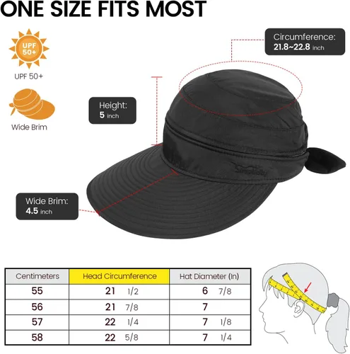Vista 3 de Simplicity Sombreros para mujer UPF 50+ UV protector solar convertible visera sombrero