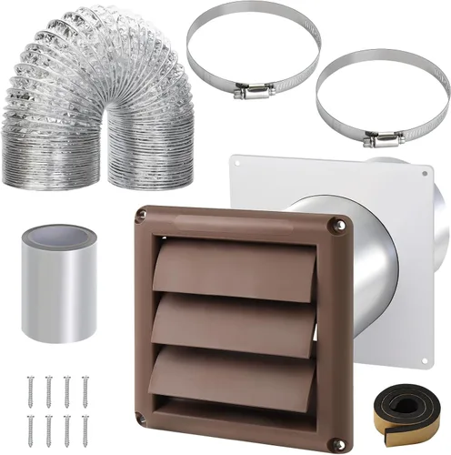 Vista 10 de Kit de ventilación de secadora a través de la pared con manguera/conducto conector/placa de pared, kit de conector de manguera de ventilación