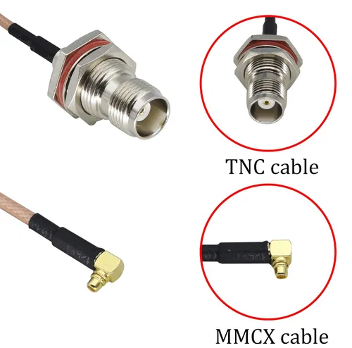 Vista 3 de RG316 TNC hembra a MMCX macho Cable de ángulo recto MMCX macho enchufe de ángulo recto a mamparo TNC Cable de extensión aérea hembra para antena