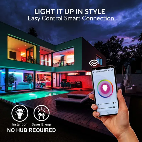 Vista 5 de Himalayan Glow Bombilla LED, cambio de color RGB y regulable, 9.5 W, control WiFi, bombilla multicolor, compatible con Alexa, Google Home