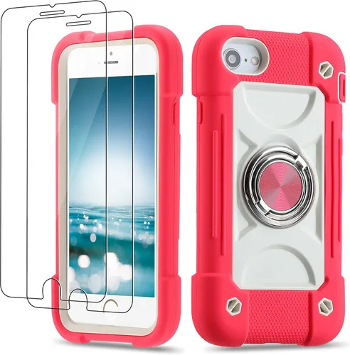 Vista 35 de Funda para iPhone Se3/iPhone Se2, iPhone 6/6S, iPhone 7/iPhone 8 de 4.7 pulgadas con soporte de anillo, con 2 protectores de pantalla resistentes