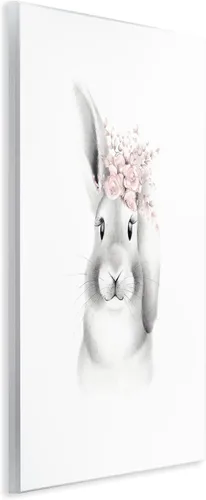 Vista 2 de The Kids Room by Stupell Sketched Fluffy Bunny Flowers - Placa de pared de Flores de conejito esponjosas