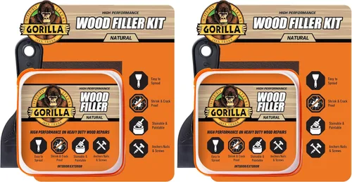 Vista 11 de Kit de reparación de madera de Gorilla, relleno multiusos con espátula y bloque de lijado.