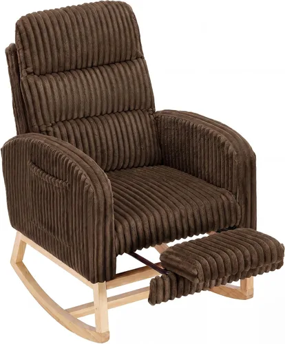 Vista 6 de GarveeHome Mecedora para guardería con reposapiés, balancín deslizante con Beige