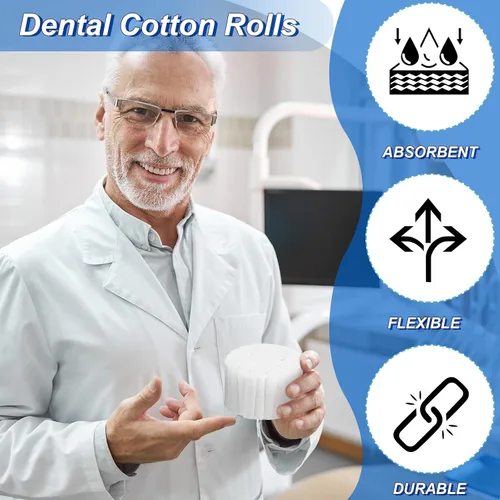 Vista 3 de 1000 rollos de gasa dental, almohadillas de algodón, buenas, tapones absorbentes para la nariz, rollos de algodón dental, bolas de hisopos