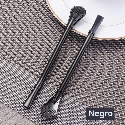 Vista 9 de Bombilla Yerba Mate - Pajitas de Yerba Mate, paquete de 3 popotes reutilizables para té, café, cóctel, acero inoxidable, dobladas, flujo suave Negro