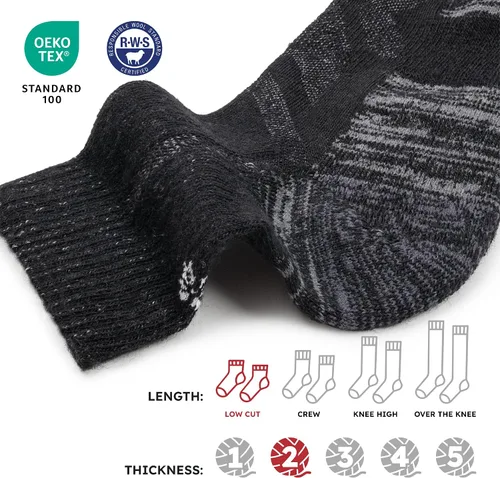 Vista 4 de NORDIC Socks Calcetines de senderismo ligeros de lana merino para hombres y mujeres, paquete de 5 unidades, corte bajo, unisex, antiampollas