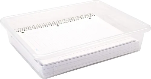 Vista 8 de Storex Bandeja de almacenamiento profundo tamaño carta, contenedor organizador con tapa sin broches para aula, oficina y hogar, translúcido, paquete