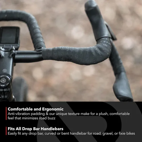 Vista 3 de REDSHIFT Cinta de manillar de bicicleta realmente larga para bicicletas de carretera, grava, Fixie Bicicletas Drop Bar Handle Wrap, accesorio Negro