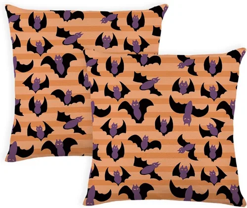 Vista 7 de Fundas de almohada de Halloween de 16 x 16 pulgadas, juego de 2 bonitas fundas de almohada decorativas para sofá, dormitorio, sala de estar