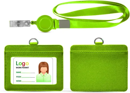 Vista 14 de HYCOPROT Soporte para tarjetas de identificación con cordón, retráctil, de piel sintética, vertical, horizontal, para tarjetas de identificación