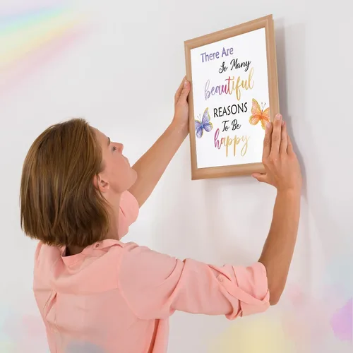 Vista 5 de Zonon Juego de 9 piezas de decoración de pared de mariposa en acuarela, con cita inspiradora de mariposas, 8 x 10 pulgadas, frases motivacionales