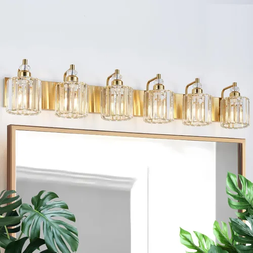 Vista 17 de Accesorio de Iluminación de Baño Moderno de 3 Luces Cromado Luces de Tocador de Baño Sobre Espejo Aplique de Pared con Pantallas de Cristal K9 Base