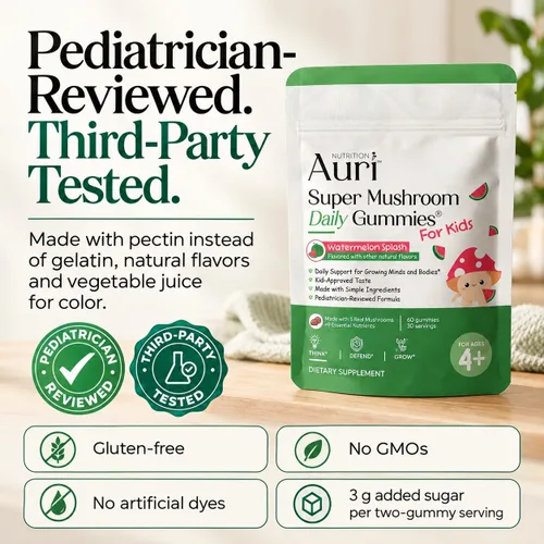 Vista 5 de Auri Nutrition Kids - Gomitas multivitamínicas con 5 hongos - 30 porciones