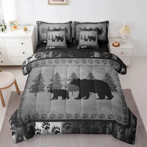 Vista 49 de Feelyou Juego de edredón de ciervo con sábanas – Tamaño Queen 7 piezas Juego de ropa de cama infantil de caza rústica – Cama de ciervo de cabaña