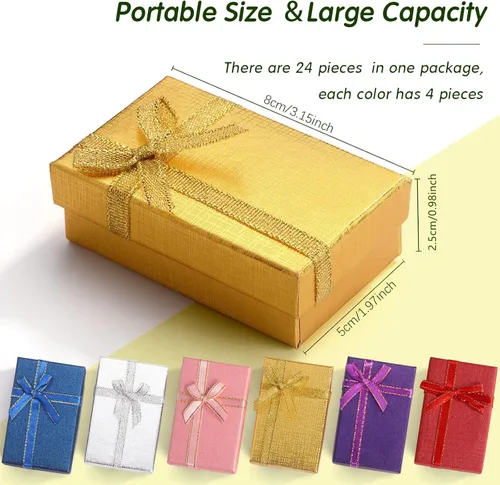 Vista 3 de Juego de caja de regalo de joyería pequeñas cajas de regalo vacías embalaje de joyería decorativo con lazos cajas de cartón Metal Papel Cartón
