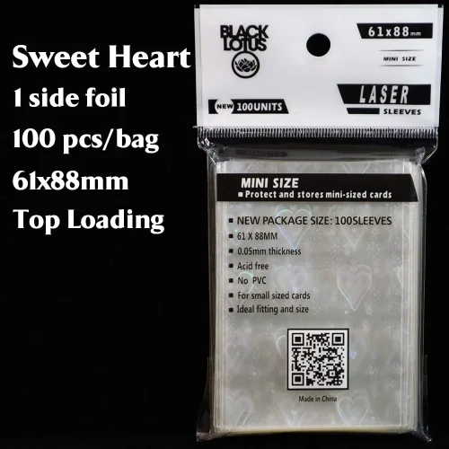 Vista 7 de 100 fundas holográficas con forma de corazón dulce, lindo protector de tarjeta Holo brillante para Kpop Idol/TCG/CCG tamaño estándar/cubierta