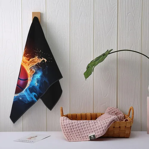 Vista 6 de Toallas suaves para los dedos, toalla de mano de fuego y agua para regalo durante todas las estaciones, 12 x 27.5 pulgadas