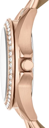 Vista 2 de Fossil Riley - Reloj para mujer con detalles de cristal y pulsera de acero inoxidable, Oro rosa, bronceado, Movimiento de cuarzo