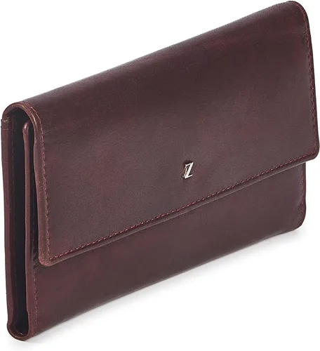 Vista 3 de Zinda Genuine Leathers Cartera larga con solapa triple y protección RFID para mujer, Marrón, Cartera para mujer