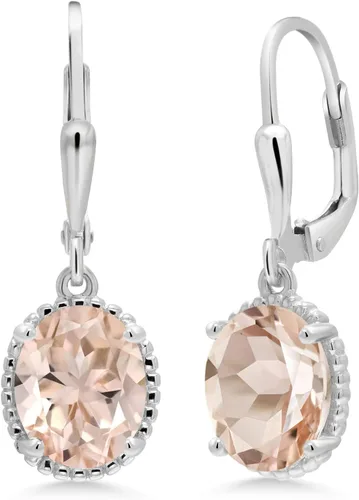 Vista 32 de Gem Stone King Aretes colgantes de gota para mujer, plata de ley 925, piedra natal ovalada de 0.354 x 0.276 in, joyería fina, regalos para ella