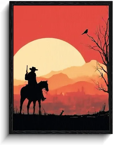 Vista 9 de WOXZQ Arte de pared de duelo de caballeros de fantasía épica en campo de flores rojas inspirado en Elden Ring para decoración de habitación