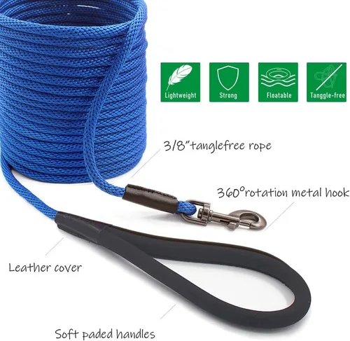 Vista 3 de Correa larga para perro, correa de control de obediencia, entrenamiento, agilidad, cable de control de cachorro, correa de 15 pies, 30 pies, 50 pies