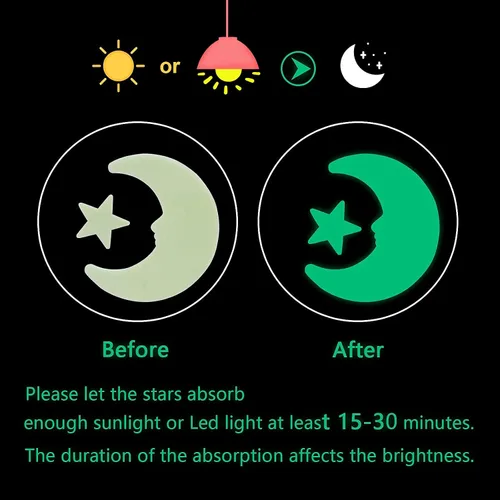 Vista 3 de Calcomanías de estrellas que brillan en la oscuridad para techo, 201 piezas luminosas grandes 3D de plástico 3D, calcomanías de pared para techo