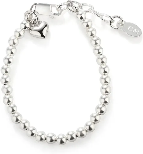 Vista 7 de Cherished Moments Pulseras apilables de plata de ley con dije de corazón para bebés, bebés, niños pequeños y niñas pequeñas Adulto (7.1 in- 7.5 in)