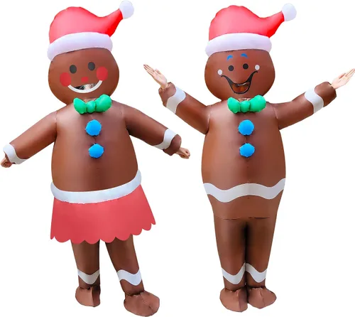 Vista 6 de Paquete de 2 divertidos disfraces inflables de Navidad para cosplay, traje inflable para adultos, Halloween, carnaval, fiestas