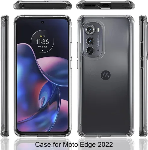 Vista 7 de Kowauri Funda transparente para Motorola Moto Edge 2022 - Parte trasera de policarbonato duro con parachoques delgado de TPU, cubierta protectora a