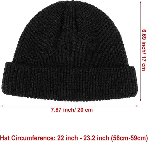 Vista 2 de SATINIOR 2 Pieces Winter Short Fisherman Beanie Hat Trawler Beanie Watch Hat Edge Skullcap for Men