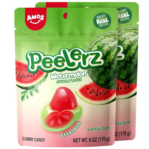 Vista 22 de AMOS Peelerz - Caramelo de goma pelable, mango/lichi/maracuyá/melocotón Paquete de 4 variedades, 3 oz cada uno, total 11.99 oz