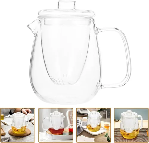 Vista 5 de Tetera de vidrio resistente al calor para té de hojas sueltas Cafetera perfumada transparente para adultos para hierbas verdes