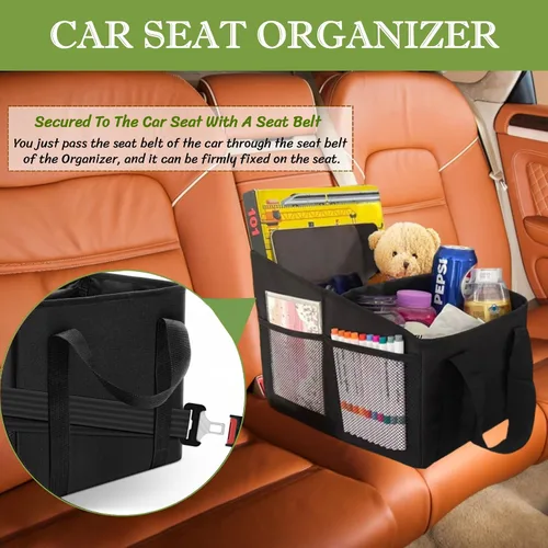 Vista 2 de BLIRITEL Organizador de asiento de automóvil para asiento delantero y trasero, organizador de asiento de pasajero, organizador de almacenamiento
