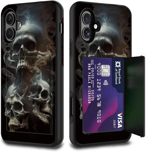 Vista 76 de Funda para tarjetas de crédito, doble capa híbrida a prueba de golpes, protección contra caídas con función atril para iPhone 17 de 6.3 pulgadas