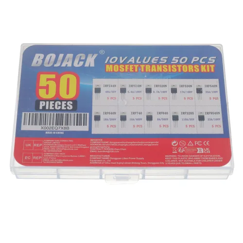 Vista 2 de BOJACK 10 valores 50 piezas IRFZ44N IRF510N IRF530N IRF540N IRF640N IRF740 IRF840 IRF3205 IRF9540 IRF serie transistores MOSFET Surtido Kit