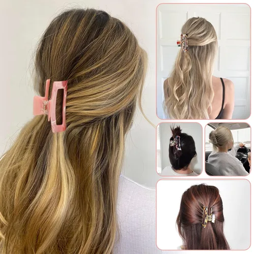 Vista 5 de Paquete de 8 pinzas acrílicas medianas de mariposa para el cabello, estampado de leopardo, agarre fuerte antideslizante para mujeres y niñas