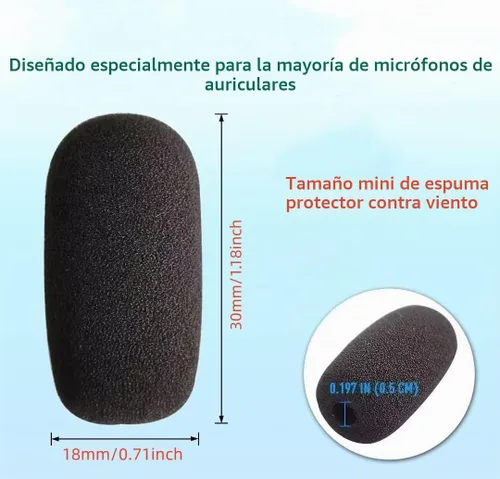 Vista 3 de 12 piezas de parabrisas de espuma para micrófono de auriculares, micrófono de 0.2 pulgadas de diámetro, filtro pop, cubierta de micrófono, mini