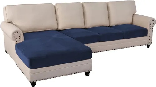 Vista 14 de Fundas de cojín de terciopelo elástico de 3 piezas para sofá en forma de L, funda de diván, protector de muebles para sofá seccional Negro