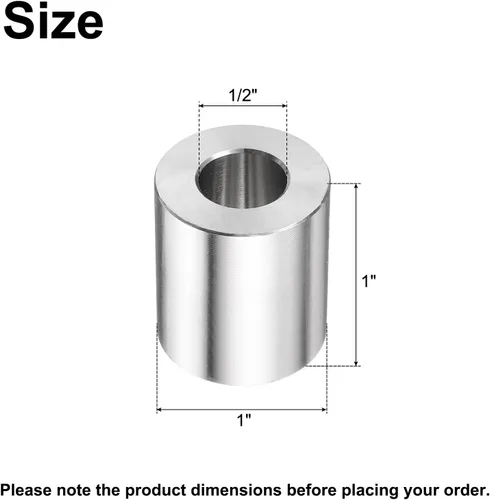 Vista 2 de uxcell 10 piezas de espaciador de acero inoxidable de 1/2 pulgada de diámetro interior x 1 pulgada de diámetro exterior x 1 pulgada de longitud