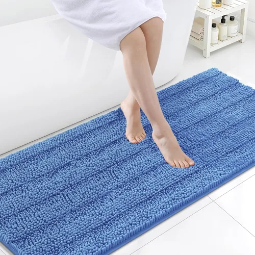Vista 103 de Grandaily Alfombras de baño de felpilla a rayas de 24 x 16 pulgadas, extra gruesas y suaves, absorbentes, parte trasera de goma, alfombra de ducha