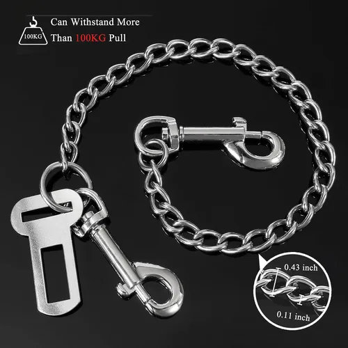 Vista 3 de Cable de retención de seguridad para vehículos de mascotas de acero inoxidable sin masticar Correa de correa de coche de perro grande resistente