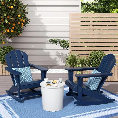 Vista 209 de WestinTrends Silla mecedora Malibu de poliéster para exterior/patio Adirondack, Negra