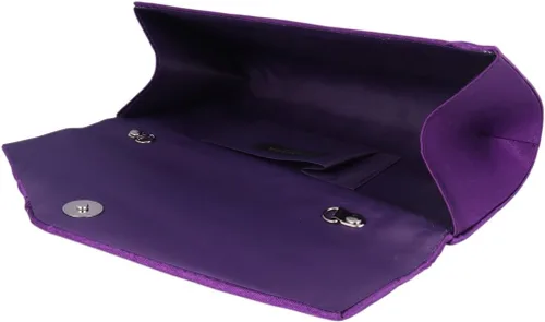 Vista 4 de Adoptfade Bolso de noche para mujer satinado plisado Rhinestone elegante solapa bolso de embrague