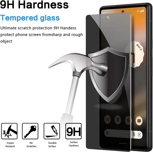 Vista 3 de YWXTW Protector de pantalla de privacidad para Google Pixel 6A, 6.1 "5G, vidrio templado anti-espía 9H película de dureza