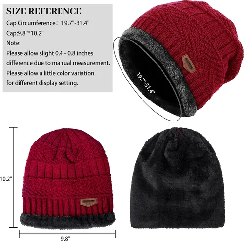 Vista 100 de Loritta Gorro de invierno cálido de punto grueso y holgado para hombre