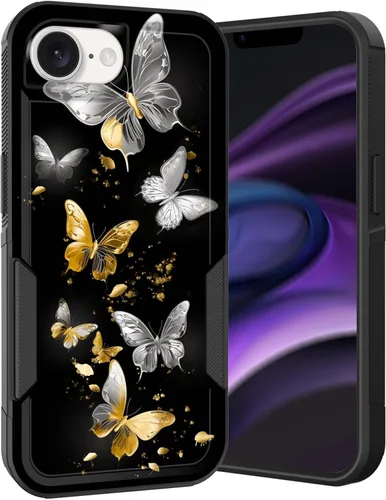 Vista 144 de Funda para iPhone Air, doble capa híbrida resistente resistente a prueba de golpes de policarbonato duro + funda protectora de silicona suave