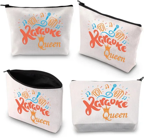 Vista 7 de BDPWSS Karaoke Queen Bolsa de maquillaje para amantes del karaoke, regalo de noche de karaoke, regalo divertido para cantar, regalo para fanáticos